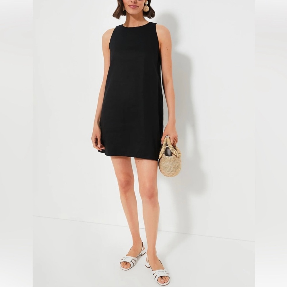 TUCKERNUCK Black Linen Pauline Dress Size Large